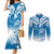 Personalised FSM Yap Constitution Day Couples Matching Mermaid Dress and Long Sleeve Button Shirt Polynesian Batoids LT05 Blue - Polynesian Pride