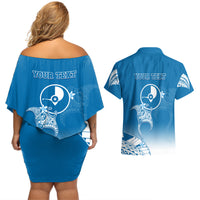 Personalised FSM Yap Constitution Day Couples Matching Off Shoulder Short Dress and Hawaiian Shirt Polynesian Batoids LT05 - Polynesian Pride