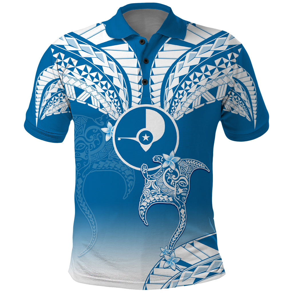 Personalised FSM Yap Constitution Day Polo Shirt Polynesian Batoids LT05 Blue - Polynesian Pride