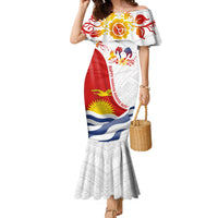 Personalised Kiribati Human Rights Day Family Matching Mermaid Dress and Hawaiian Shirt Polynesian Style LT05 Mom's Dress White - Polynesian Pride