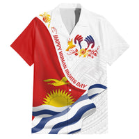Personalised Kiribati Human Rights Day Family Matching Off Shoulder Long Sleeve Dress and Hawaiian Shirt Polynesian Style LT05 Dad's Shirt - Short Sleeve White - Polynesian Pride