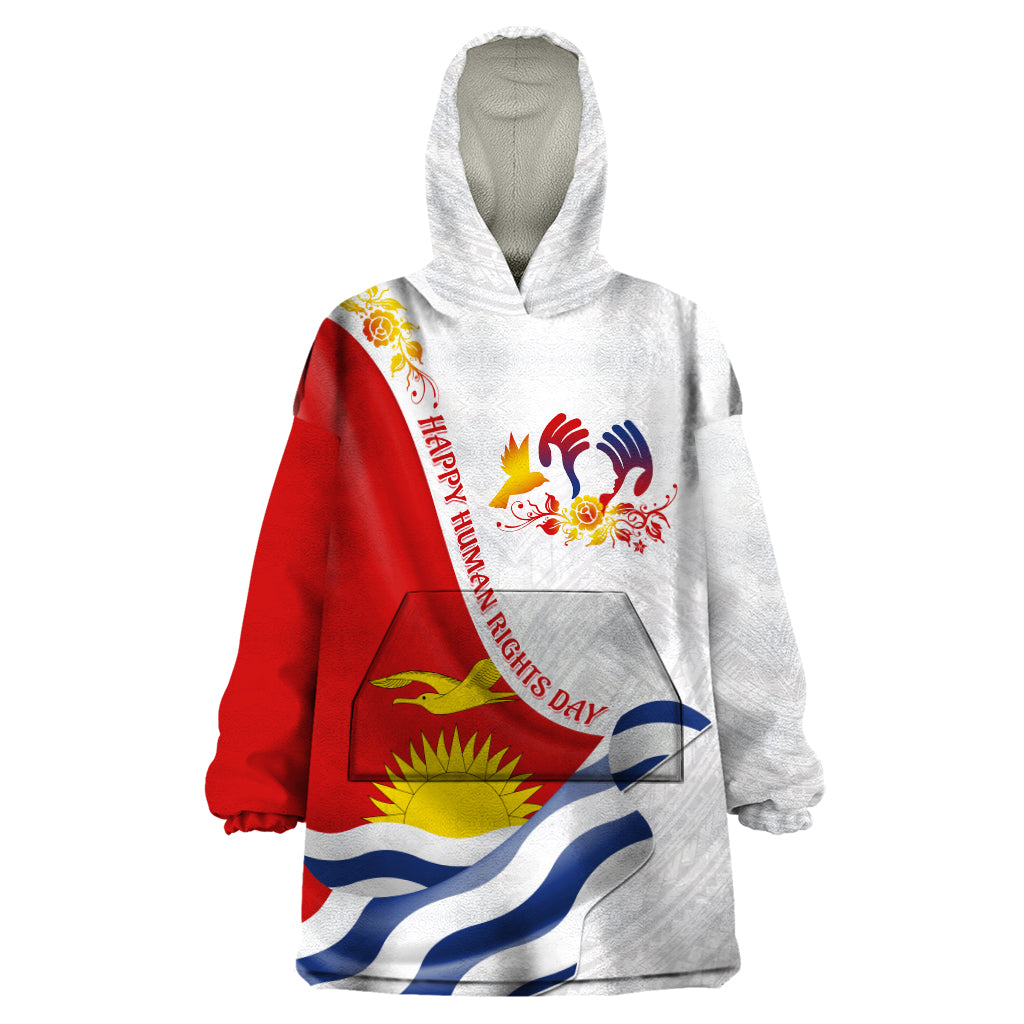 Personalised Kiribati Human Rights Day Wearable Blanket Hoodie Polynesian Style LT05 One Size White - Polynesian Pride