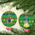 Personalised Cook Islands Christmas Ceramic Ornament Santa Coat Of Arms Meri Kiritimiti LT05 Circle Green - Polynesian Pride