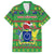 Personalised Cook Islands Christmas Family Matching Long Sleeve Bodycon Dress and Hawaiian Shirt Santa Coat Of Arms Meri Kiritimiti LT05 Dad's Shirt - Short Sleeve Green - Polynesian Pride