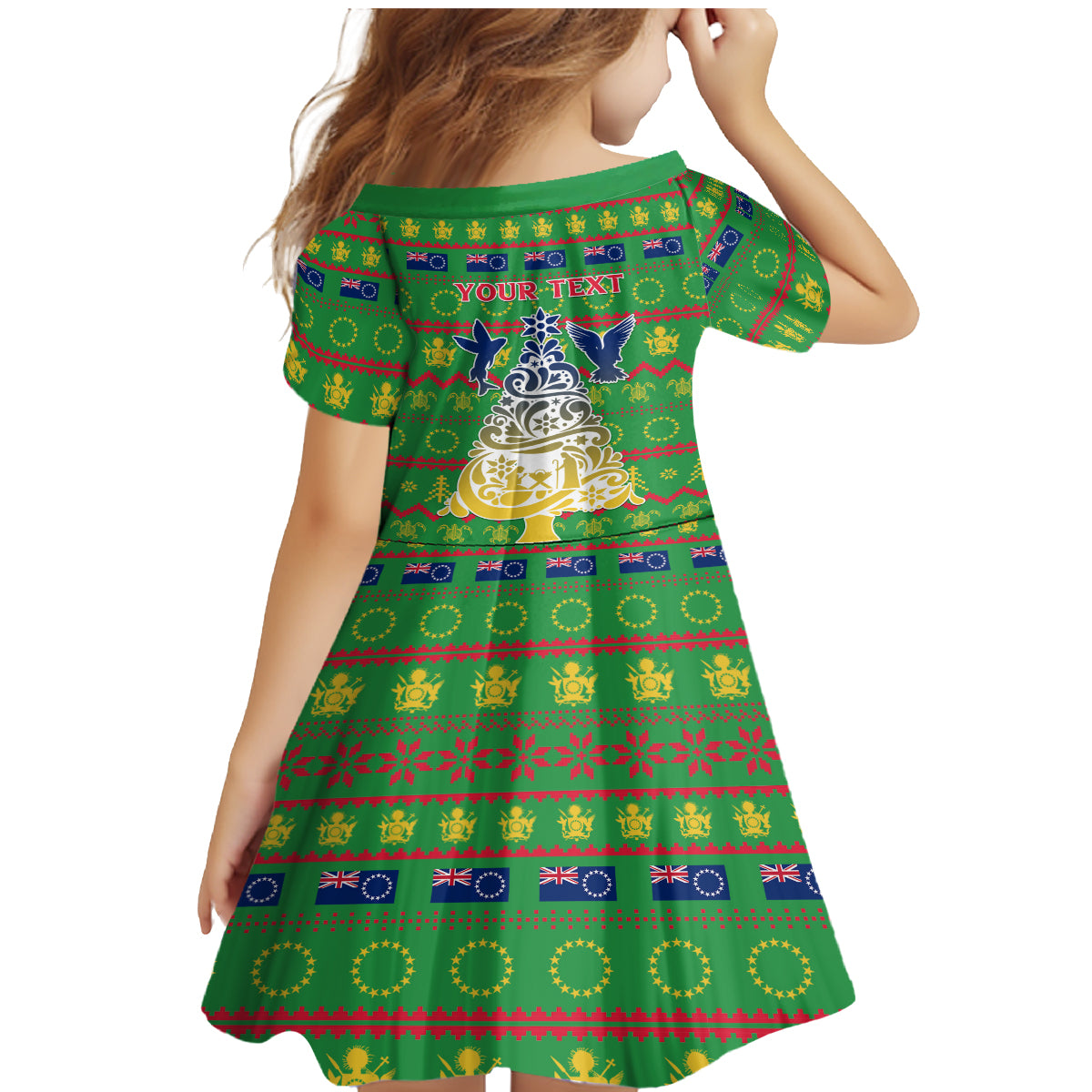 Personalised Cook Islands Christmas Family Matching Mermaid Dress and Hawaiian Shirt Santa Coat Of Arms Meri Kiritimiti LT05 - Polynesian Pride