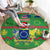 Cook Islands Christmas Round Carpet Santa Coat Of Arms Meri Kiritimiti LT05 - Polynesian Pride