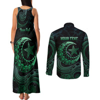 Personalised Polynesia Couples Matching Tank Maxi Dress and Long Sleeve Button Shirt With Islam Crescent And Star LT05 - Polynesian Pride