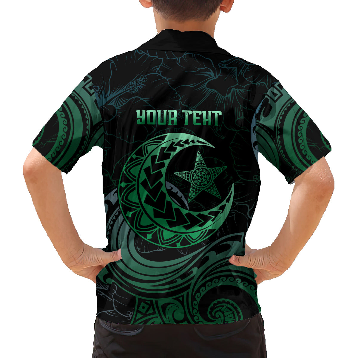 Personalised Polynesia Family Matching Off Shoulder Short Dress and Hawaiian Shirt With Islam Crescent And Star LT05 - Polynesian Pride