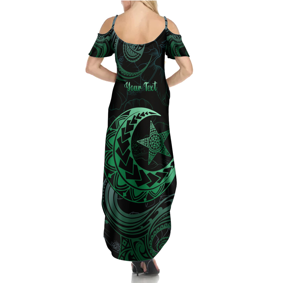 Personalised Polynesia Family Matching Summer Maxi Dress and Hawaiian Shirt With Islam Crescent And Star LT05 - Polynesian Pride