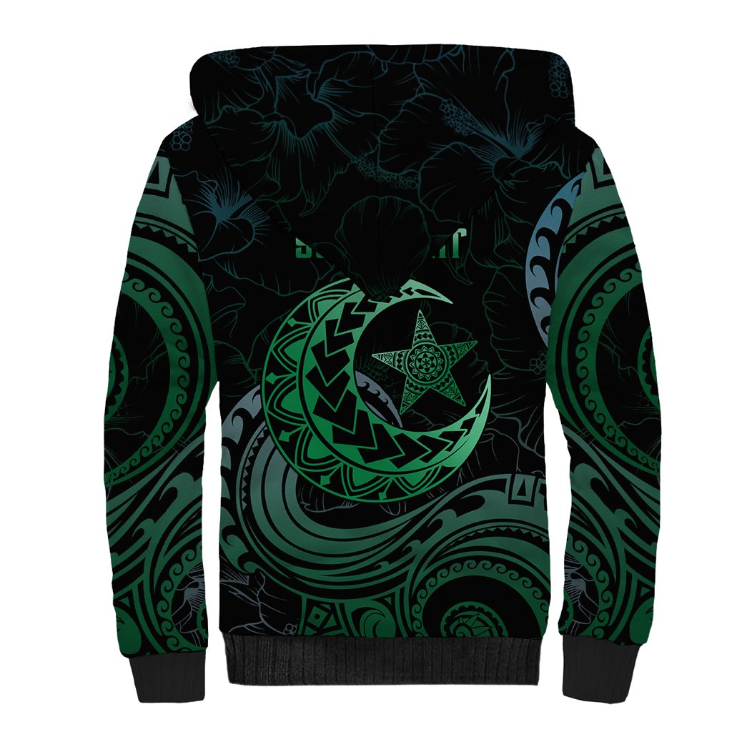 Personalised Polynesia Sherpa Hoodie With Islam Crescent And Star LT05 - Polynesian Pride