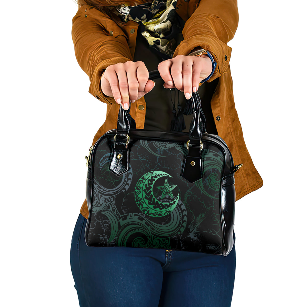 Polynesia Shoulder Handbag With Islam Crescent And Star LT05 One Size Green - Polynesian Pride