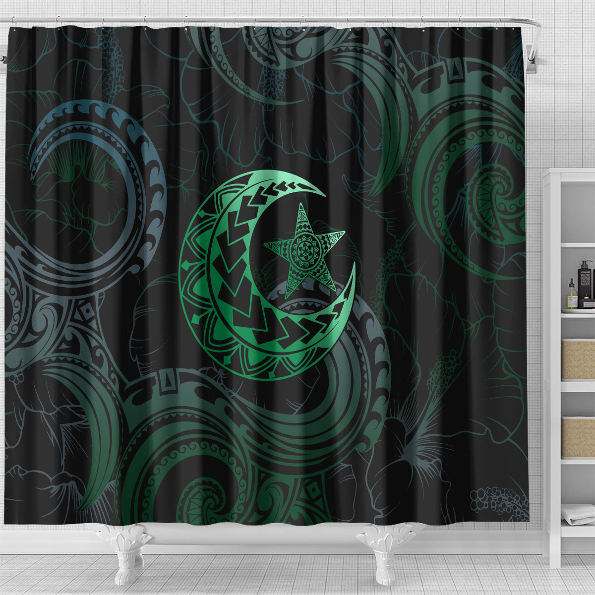 Polynesia Shower Curtain With Islam Crescent And Star LT05 - Polynesian Pride