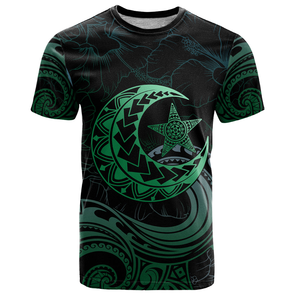 Personalised Polynesia T Shirt With Islam Crescent And Star LT05 Green - Polynesian Pride