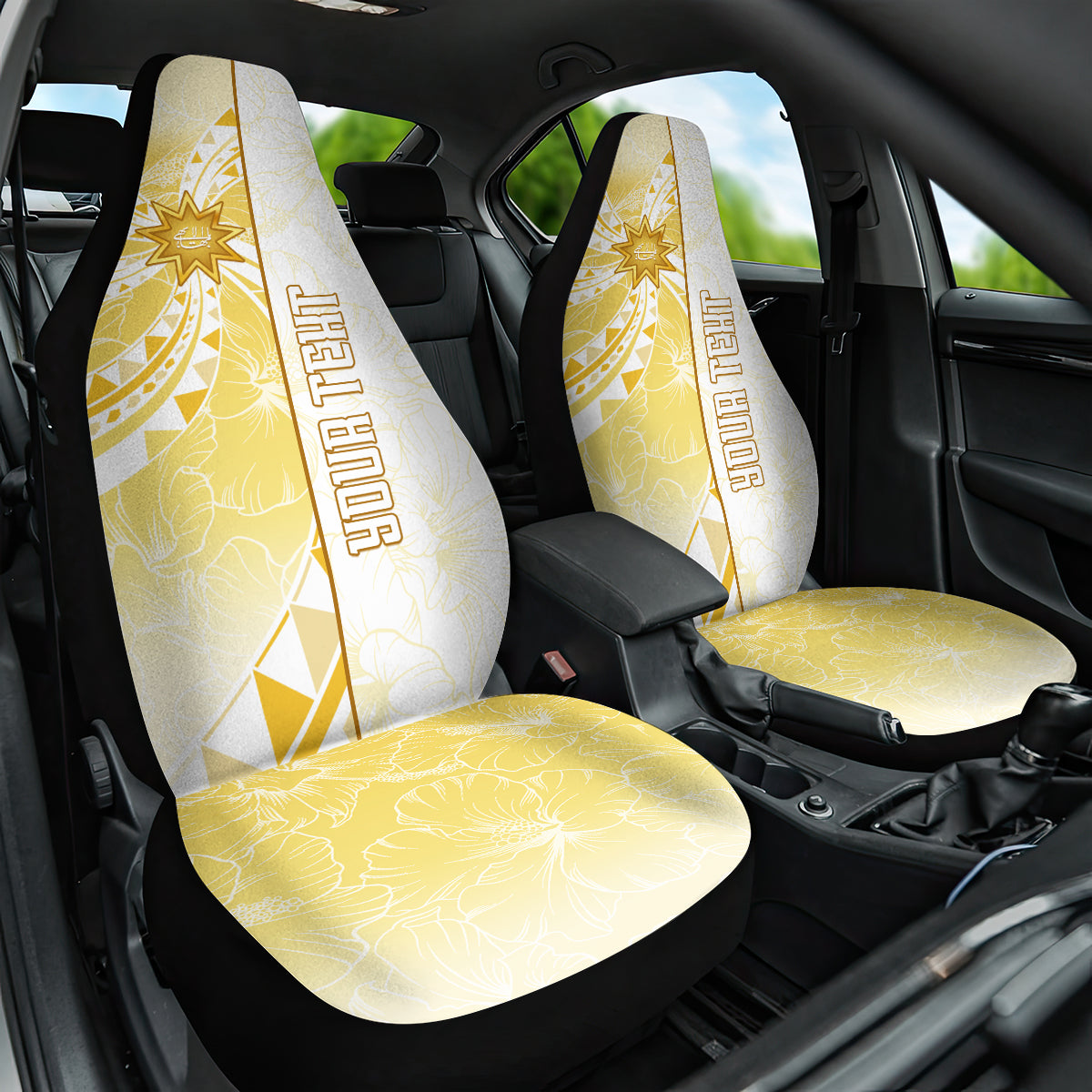 Personalised Polynesia Car Seat Cover Bahai Faith Symbol LT05 One Size Yellow - Polynesian Pride