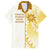 Personalised Polynesia Family Matching Off Shoulder Long Sleeve Dress and Hawaiian Shirt Bahai Faith Symbol LT05 Dad's Shirt - Short Sleeve Yellow - Polynesian Pride