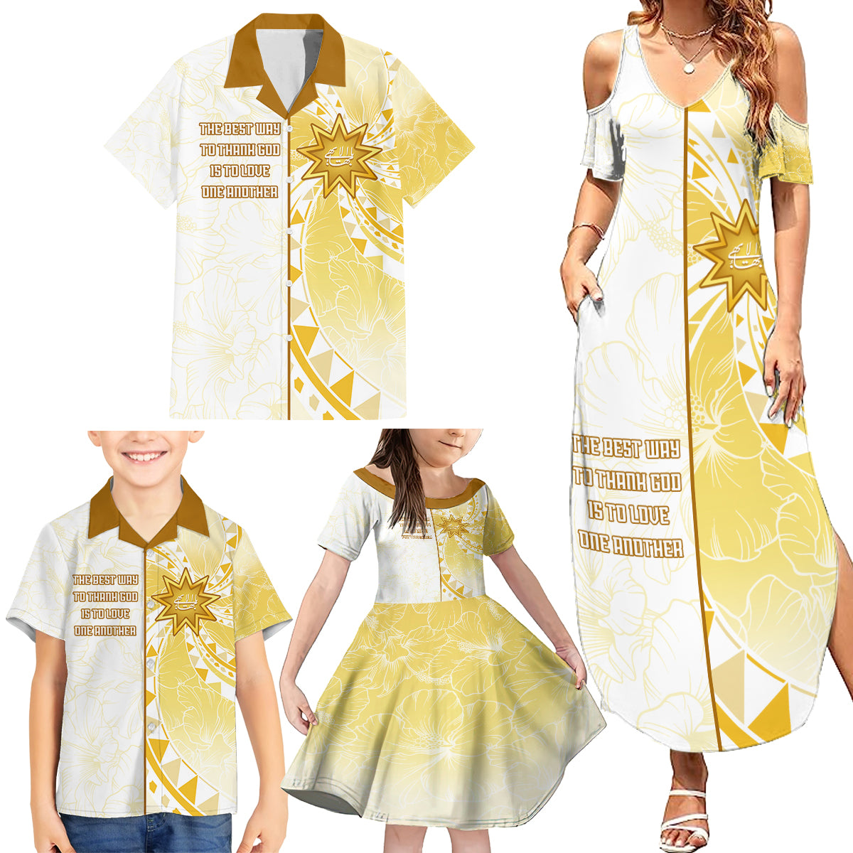 Personalised Polynesia Family Matching Summer Maxi Dress and Hawaiian Shirt Bahai Faith Symbol LT05 - Polynesian Pride