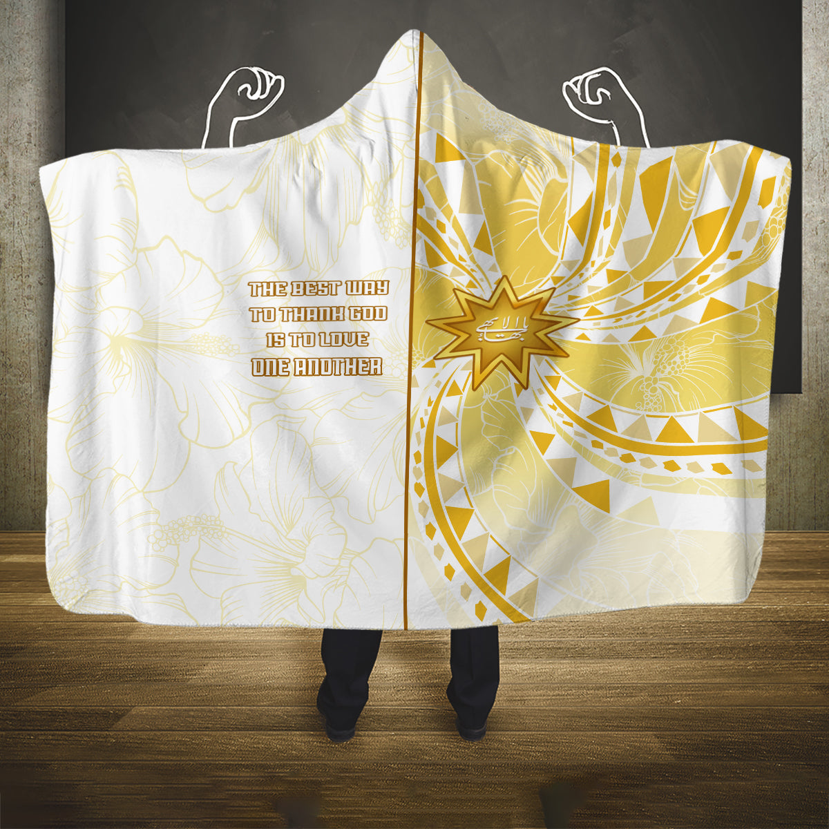 Polynesia Hooded Blanket Bahai Faith Symbol LT05 One Size Yellow - Polynesian Pride