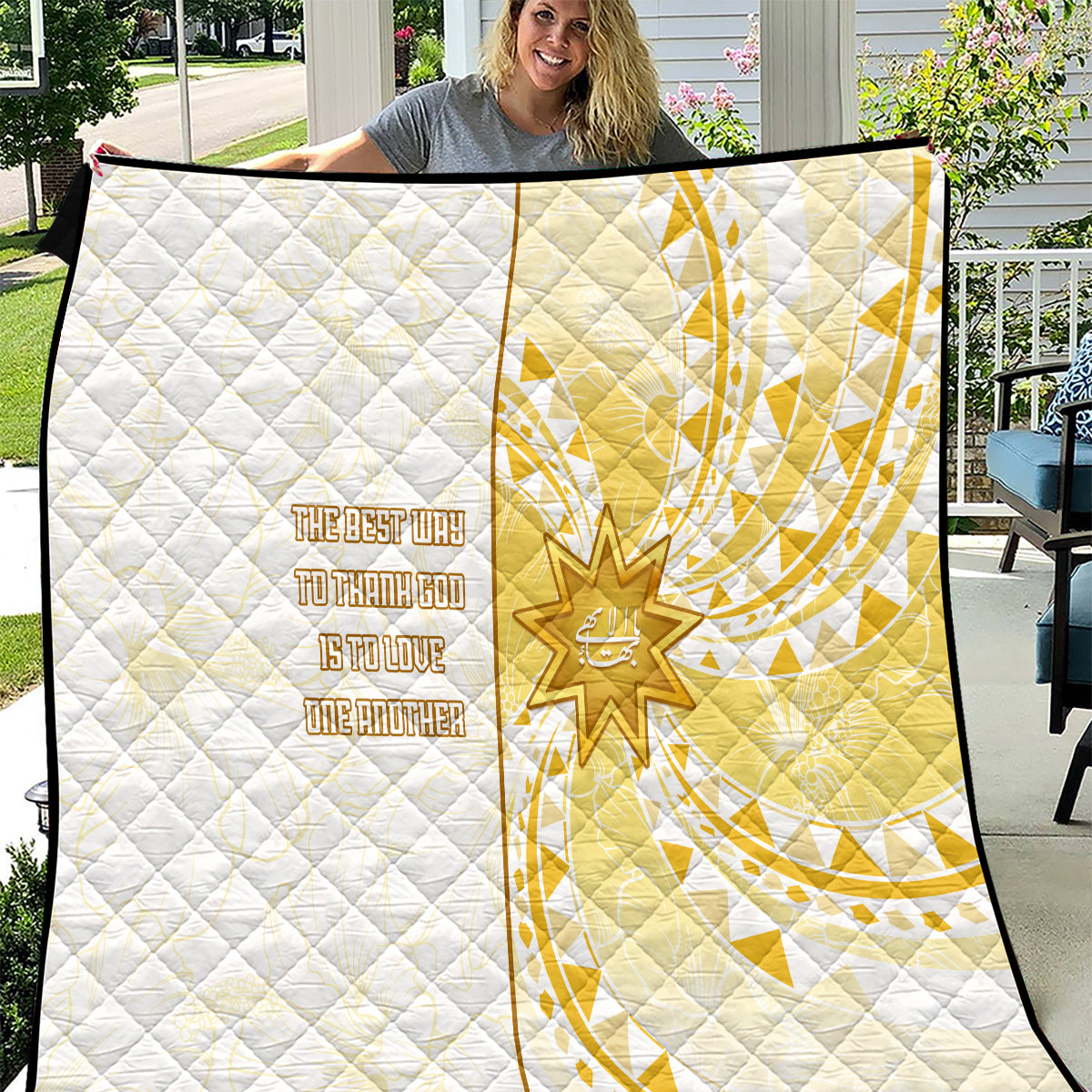 Polynesia Quilt Bahai Faith Symbol LT05 Yellow - Polynesian Pride