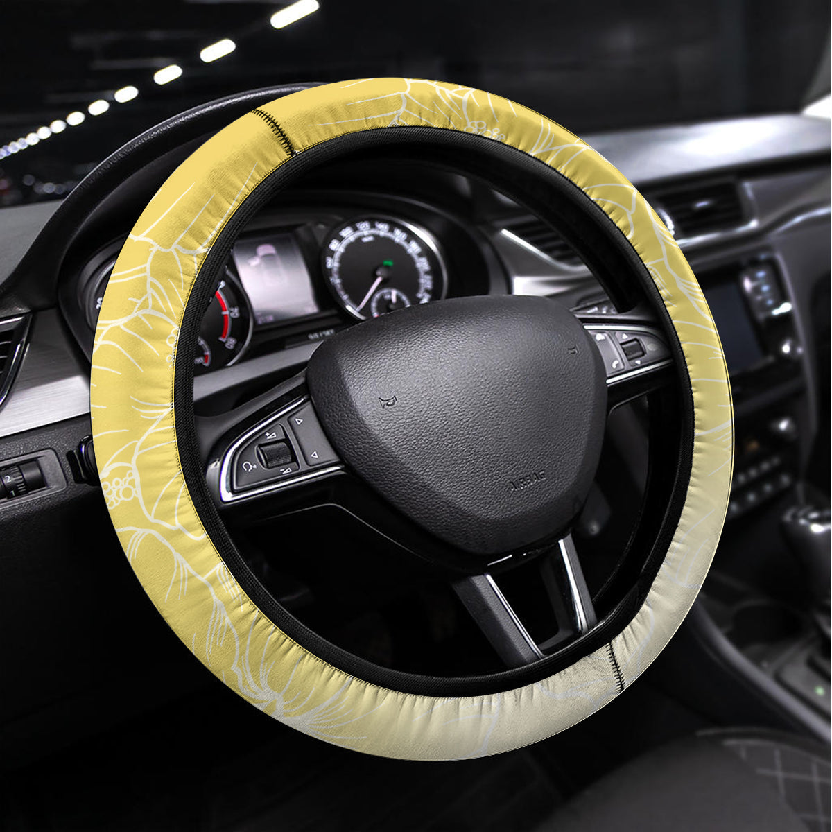 Polynesia Steering Wheel Cover Bahai Faith Symbol LT05 Universal Fit Yellow - Polynesian Pride