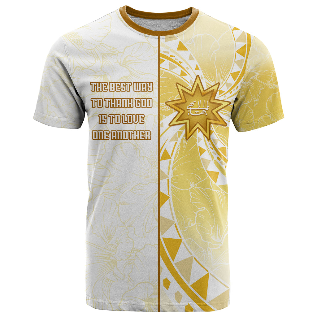 Personalised Polynesia T Shirt Bahai Faith Symbol LT05 Yellow - Polynesian Pride