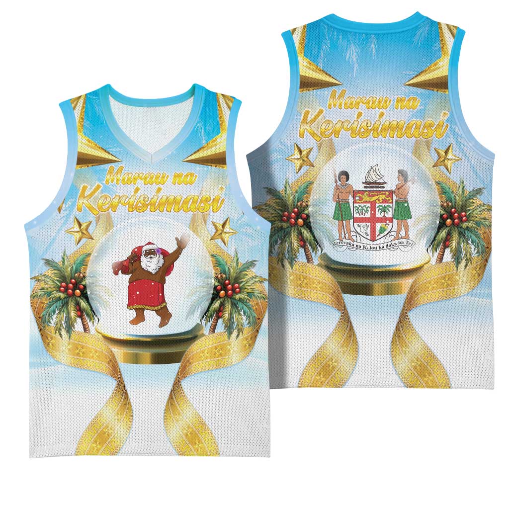 Fiji Christmas Basketball Jersey Snow Globe With Fijian Santa LT05