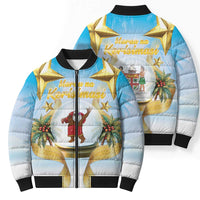 Fiji Christmas Bomber Puffer Jacket Snow Globe With Fijian Santa LT05