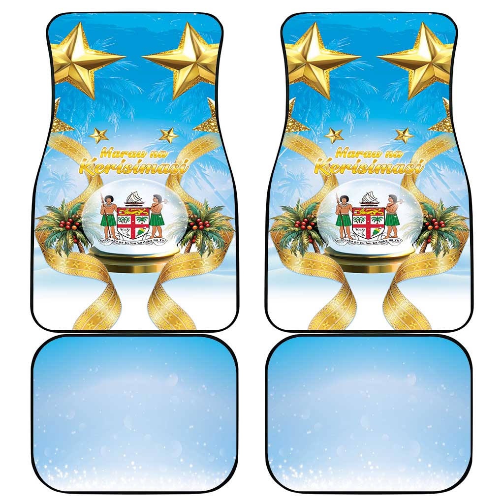 Fiji Christmas Car Mats Snow Globe With Fijian Santa LT05