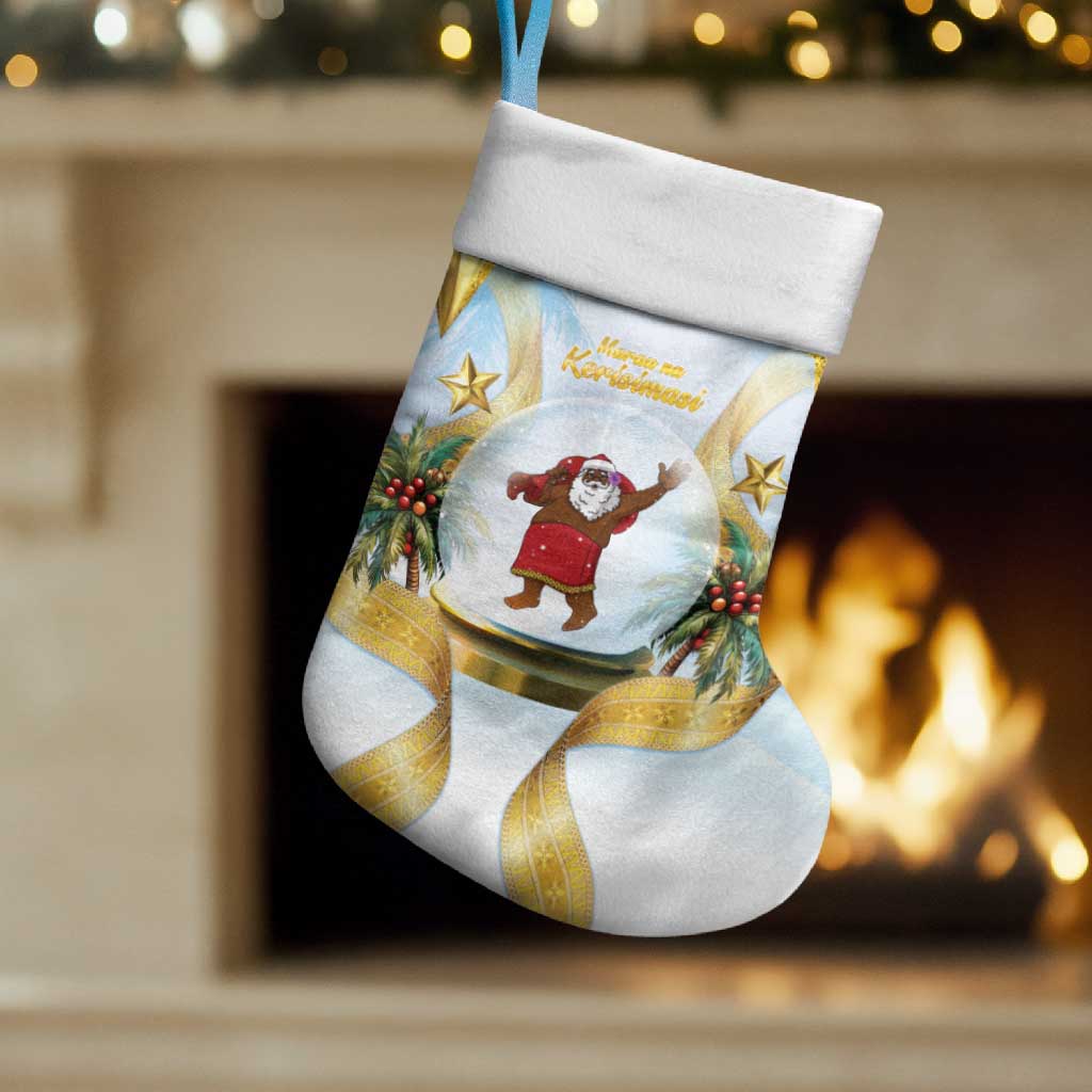 Fiji Christmas Stocking Snow Globe With Fijian Santa - Polynesian Pride