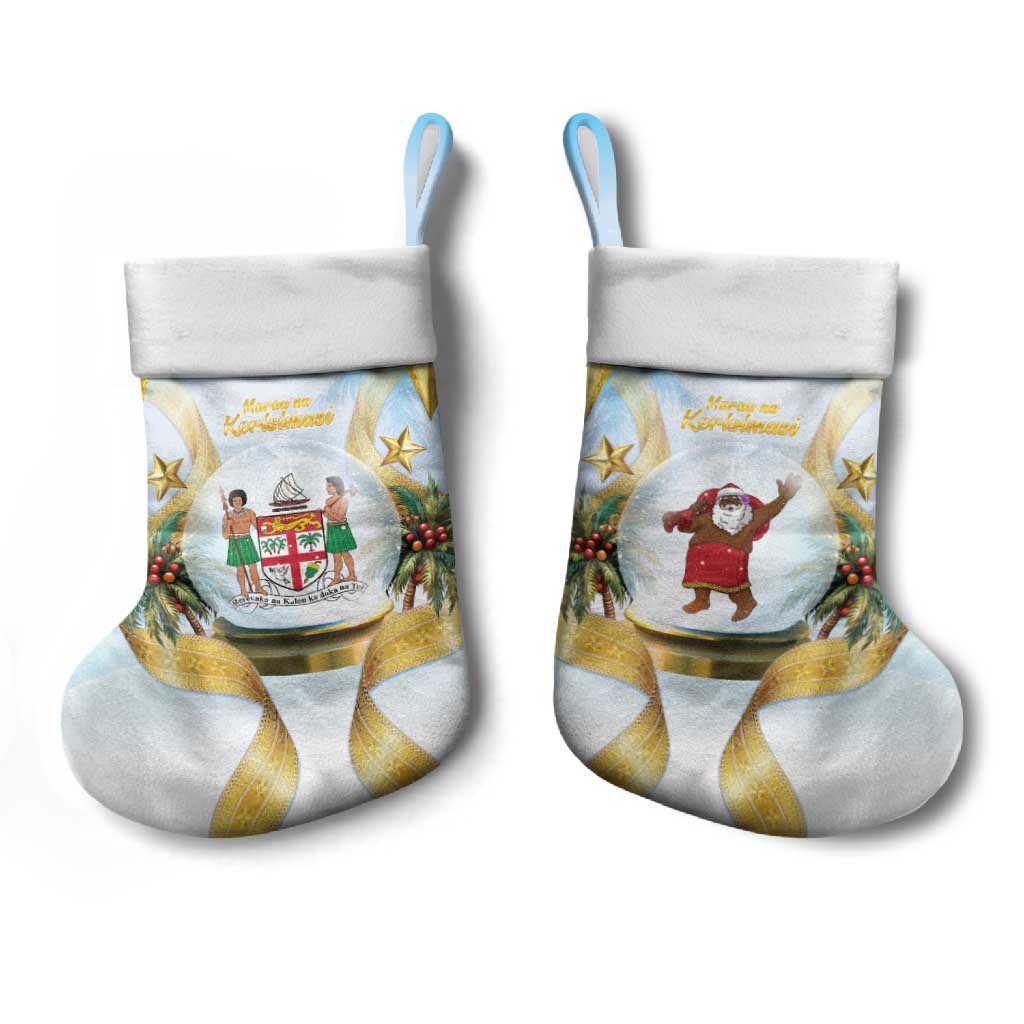 Fiji Christmas Stocking Snow Globe With Fijian Santa - Polynesian Pride