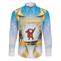 Fiji Christmas Family Matching Off Shoulder Short Dress and Hawaiian Shirt Snow Globe With Fijian Santa LT05