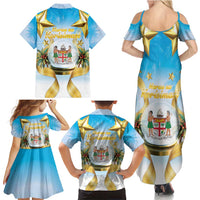 Fiji Christmas Family Matching Summer Maxi Dress and Hawaiian Shirt Snow Globe With Fijian Santa LT05