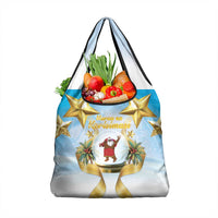 Fiji Christmas Grocery Bag Snow Globe With Fijian Santa LT05 1-pack One Size Blue - Polynesian Pride