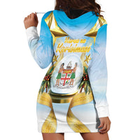 Fiji Christmas Hoodie Dress Snow Globe With Fijian Santa LT05