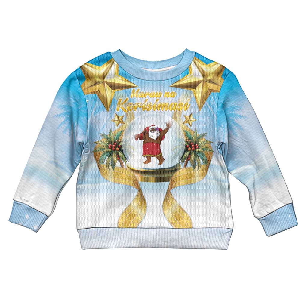 Fiji Christmas Kid Ugly Christmas Sweater Snow Globe With Fijian Santa - Polynesian Pride
