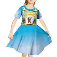 Fiji Christmas Kid Short Sleeve Dress Snow Globe With Fijian Santa LT05