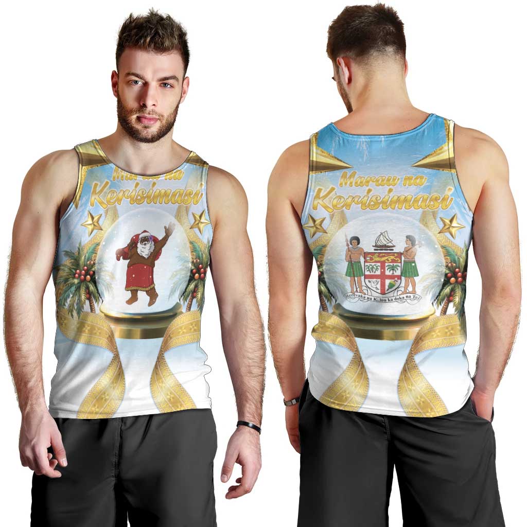 Fiji Christmas Men Tank Top Snow Globe With Fijian Santa LT05