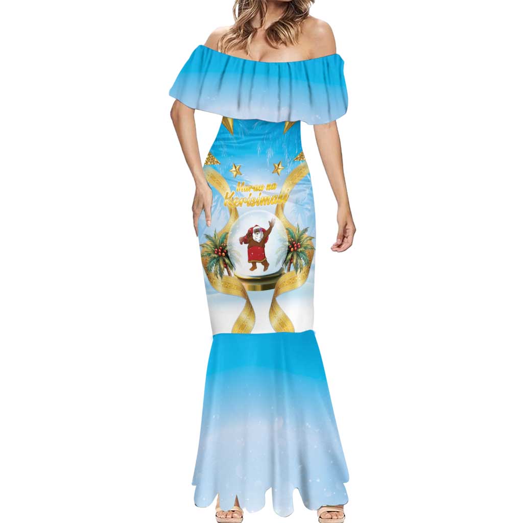 Fiji Christmas Mermaid Dress Snow Globe With Fijian Santa LT05