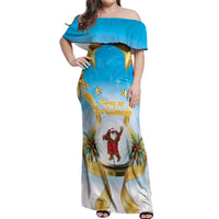 Fiji Christmas Off Shoulder Maxi Dress Snow Globe With Fijian Santa LT05