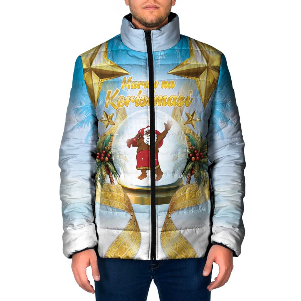 Fiji Christmas Padded Jacket Snow Globe With Fijian Santa LT05