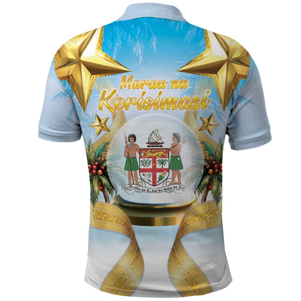 Fiji Christmas Polo Shirt Snow Globe With Fijian Santa LT05