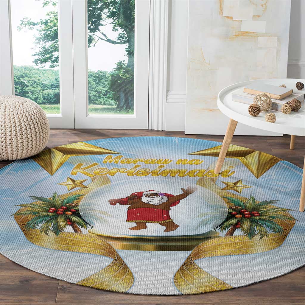 Fiji Christmas Round Carpet Snow Globe With Fijian Santa LT05