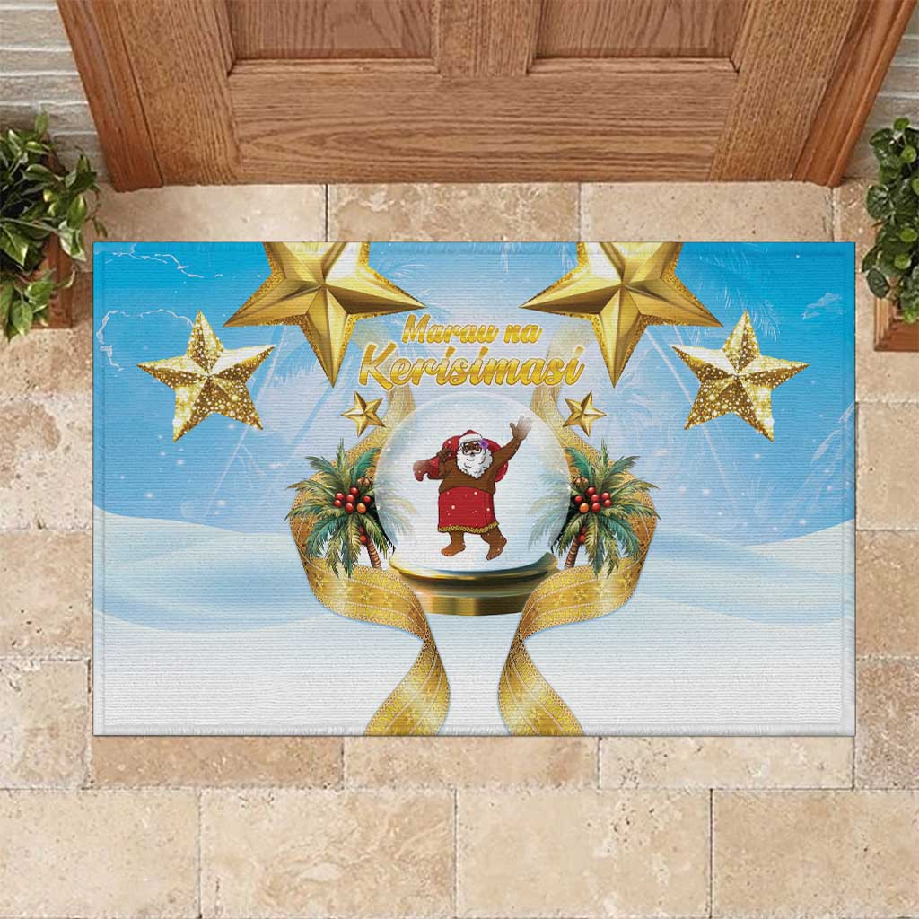 Fiji Christmas Rubber Doormat Snow Globe With Fijian Santa LT05