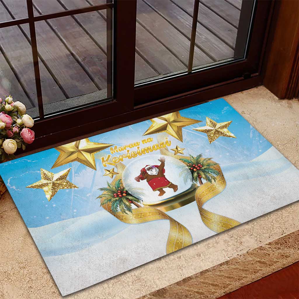 Fiji Christmas Rubber Doormat Snow Globe With Fijian Santa LT05