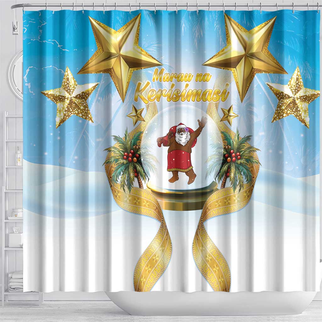 Fiji Christmas Shower Curtain Snow Globe With Fijian Santa LT05