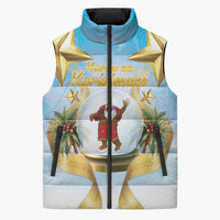 Fiji Christmas Sleeveless Puffer Jacket Snow Globe With Fijian Santa LT05