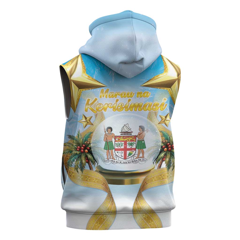 Fiji Christmas Sleeveless Zip Hoodie Snow Globe With Fijian Santa LT05