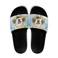 Fiji Christmas Slide Sandals Snow Globe With Fijian Santa LT05 - Polynesian Pride