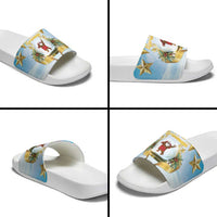 Fiji Christmas Slide Sandals Snow Globe With Fijian Santa LT05 - Polynesian Pride