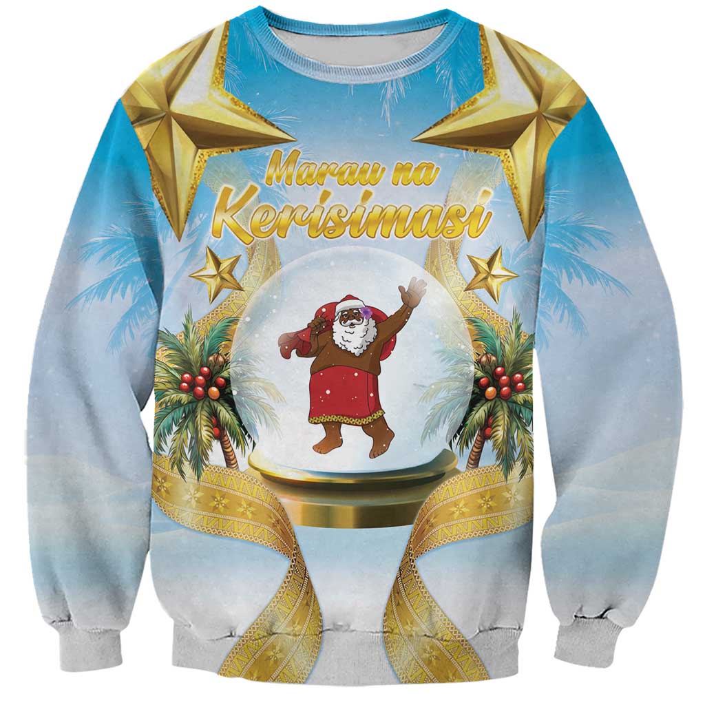Fiji Christmas Sweatshirt Snow Globe With Fijian Santa LT05