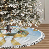 Fiji Christmas Tree Skirt Snow Globe With Fijian Santa - Polynesian Pride